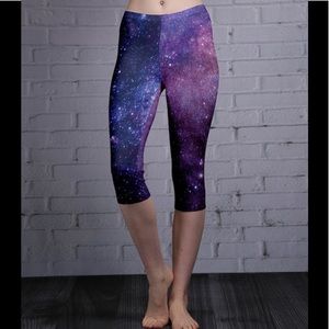 Black & Purple Galaxy Capri Leggings/Yoga Pants